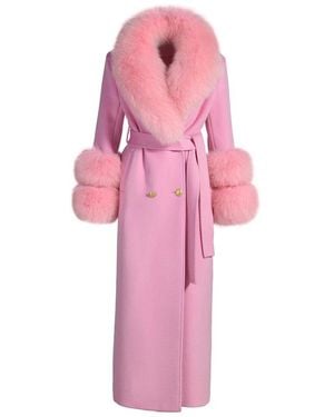 Hortons England Mayfair Cashmere Long Coat Pale - Pink