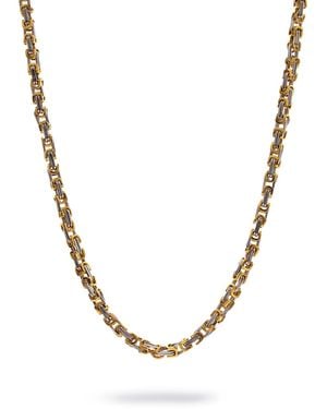 Ebru Jewelry Two Colour Design Bold Chain Necklace - Metallic