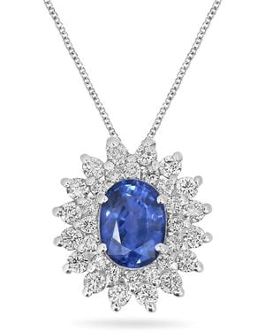 Artisan Sapphire & Diamond Oval Pendant - Blue