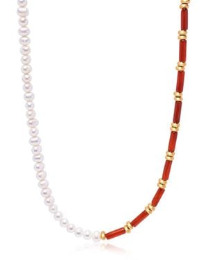 Nialaya Pearl Choker With Agate - Multicolour