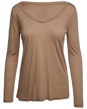 Conquista Light V Neck Top - Brown