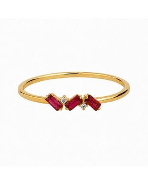 Belinda Jewelz Ruby Triple Baguette Birthstone Ring - Pink