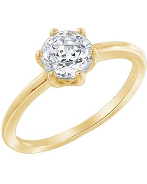 Diamonbliss Embellished Swarovski Stone Plated Sterling Solitaire Round Cut Ring One Carat - Metallic