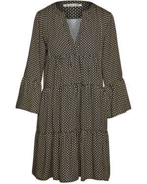 Conquista Print Viscose Gathered Seams Dress - Green