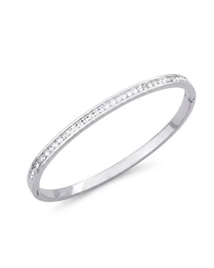 Harfi Slim Clear Stone Cz Tennis Bangle - White