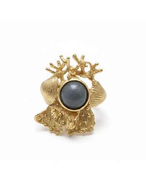 Silver & Elegant Co. Statement Coral Bronze Ring - Metallic