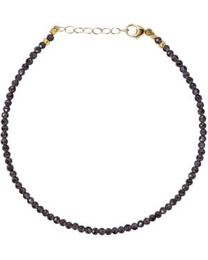 Bombyx House Tiny Charcoal Obsidian Bead Bracelet - Metallic