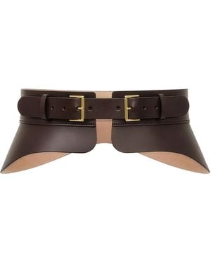 Haute Cuir Dark Crescent Peplum Belt - Brown