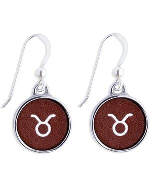 N'damus London Zodiac Taurus Leather Earrings - Brown