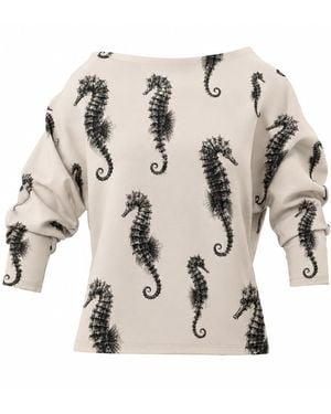 Julia Allert Neutrals Boat Neck Draped Blouse - Natural