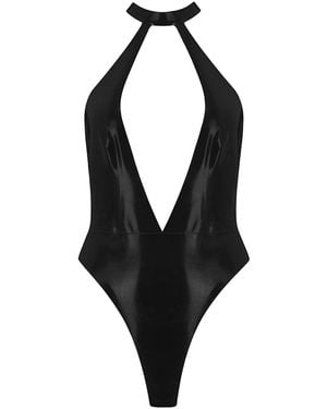 Elissa Poppy Latex Bodysuit - Black