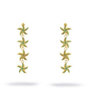 Ebru Jewelry Emerald Starfish Cascade Dangle Earrings - Metallic