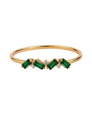 Belinda Jewelz Emerald Full Baguette Birthstone Ring - Green