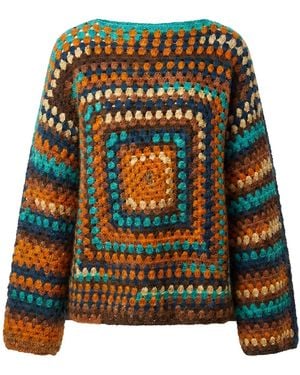 Ana Chic Rust And Granny Square Handmade Crochet Jumper - Black