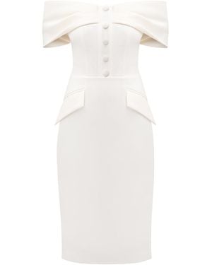 Tia Dorraine Steel Confidence Off-Shoulder Midi Dress - White
