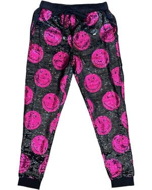 Any Old Iron Smiley Sequin Joggers - Red