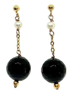 Tg-Jewellery by Tamara Gervasio Dangle Earrings With Pearls & Onyx – Recycled - Black