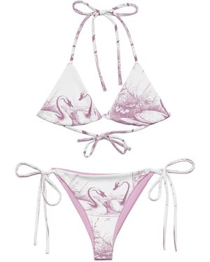 Formula S7 Swans Print Recycled String Bikini - Multicolor