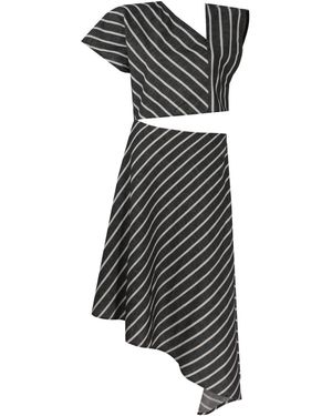 Mirimalist Balance Midi Dress Striped - Grey