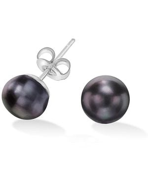Dower & Hall Six Millimetre Peacock Freshwater Pearl Studs - Metallic
