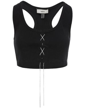 Nissa Embellished Crop Top - Black