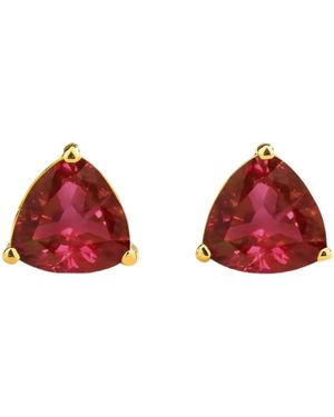 Juvetti Trillion Earrings Set With Ruby - Red