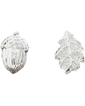 Lily Charmed Sterling Acorn & Oak Leaf Stud Earrings - Metallic