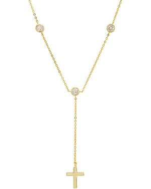 Kylie Harper Bezel-Set Diamond Cz Cross Y Necklace - Metallic