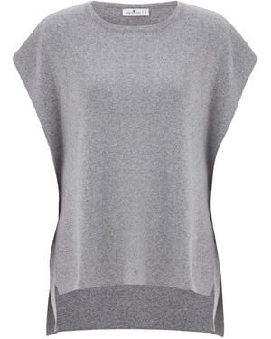 Peraluna Side-Laced Loose Cashmere Blend Sleeveless Poncho - Gray