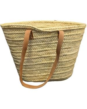 Berber Leather Neutrals The Safi Large Rattan Beach Tote Bag - Metallic