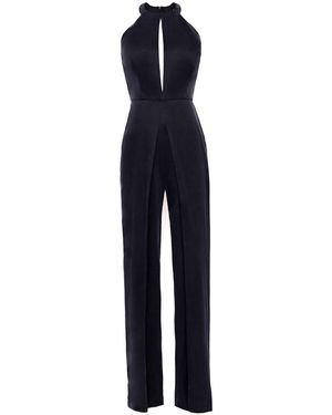 Nomi Fame Dona Halter Neck Front Cut Out Jumpsuit With Split Leg - Blue