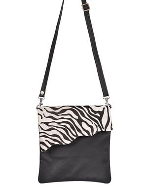 Owen Barry Cowhide Crossbody Bag Zebra Leather Stevie - Black