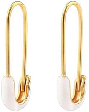 Kris Nations Safety Pin Enamel Hoop Earrings - Metallic