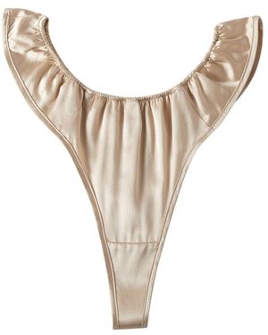 Soft Strokes Silk Neutrals Set Of Two Pure Mulberry Silk T-String Knickers - White