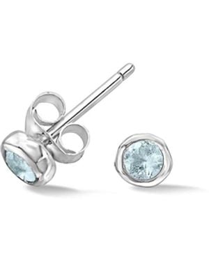 Dower & Hall Aquamarine Dewdrop Studs - White