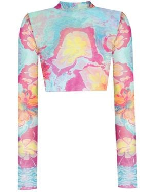 No'design Sheer Turtleneck Crop Top - White