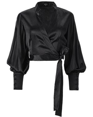 Lita Couture Wrap Around Blouse - Black