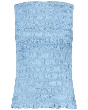 Amy Lynn Sonya Shirred Chambray Top - Blue