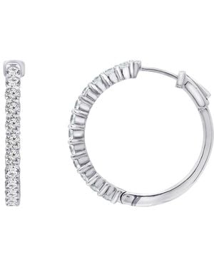 Diamonbliss Embellished With Swarovski Plated Hoop Earrings One And Half Inch - Metallic