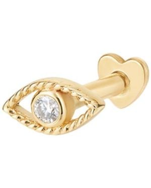 Vanhi 14K Solid Lab-Grown Diamond Evil Eye Flat Back Stud - Metallic