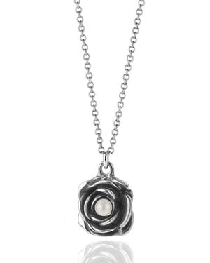 Unaloe Natural Pearl Rose Necklace - Metallic