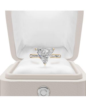 Aya Fine Jewelry 3.55 Ct Trillion Lab Diamond Ring With Baguette Accent Band - Metallic
