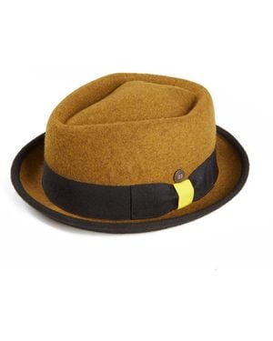 Dasmarca Hats Jackson Mustard Wool Felt Two Toine Porkpie Hat - Brown