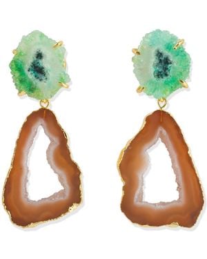 YAA YAA LONDON Summer Love Caramel Green Crystal Gemstone Gold Earrings