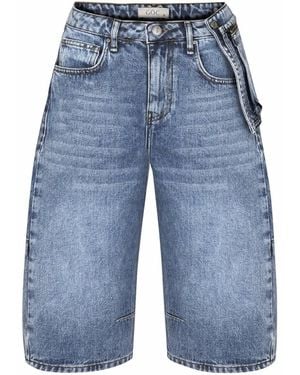 Gov Denim Longline Denim Shorts With Detachable Pouch - Blue