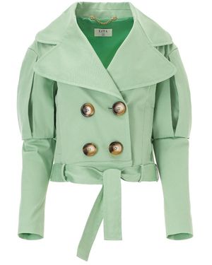 Lita Couture Statement Jacket With Oversized Lapels - Green