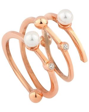 LINYA JEWELLERY Spiral Pearl Ring - Metallic