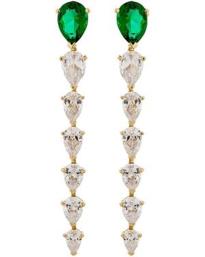 SALLY SKOUFIS Pure Cascade Earrings With Made Emeralds & Cz Diamond Stimulant - Metallic