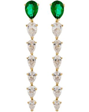 SALLY SKOUFIS Pure Cascade Earrings With Made Emeralds & Cz Diamond Stimulant - Metallic