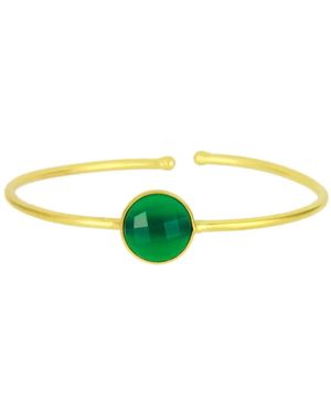 Saachi Single Gemstone Cuff Bracelet - Green